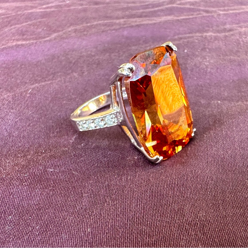 Citrine stone sterling silver ring size 7
